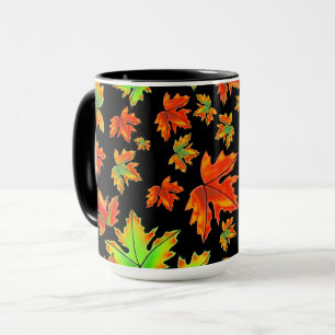 Caneca Folhas de borrado vermelho do outono