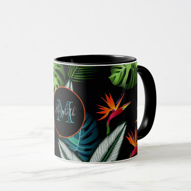 Caneca Folhas de folhagem verde da floresta negra (Frente Esquerda)