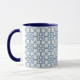 Caneca Folhas de Natal e azulejos de flores
