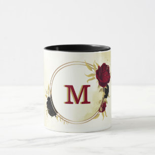 Caneca folhas de ouro vermelho-preto