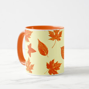 Caneca Folhas de outono - amarelo pálido e laranja