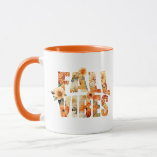 Caneca Folhas de outono aquarela flores silvestres Outono