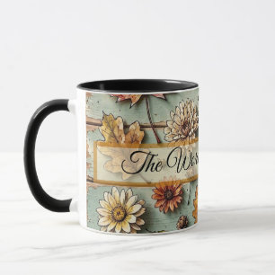 Caneca Folhas de Outono em Aquarela e Arte Rústica de Mad