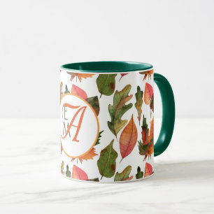 Caneca Folhas de Outono Monogramadas Decoração de Outono