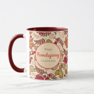 Caneca Folhas de Outono Rústicas e Amigosgiving Personali