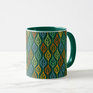 Caneca Folhas de outono Verde Vermelho Azul Laranja Verde