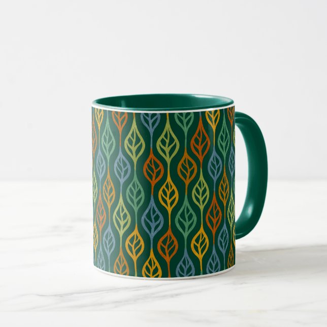 Caneca Folhas de outono Verde Vermelho Azul Laranja Verde (Frente Esquerda)