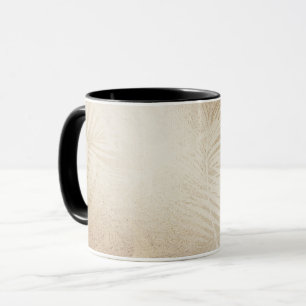 Caneca Folhas de Palmeira Tropical Botânica Brilho Dourad