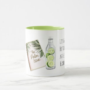Caneca Folhas de Palmeira Tropical Limões Brancos Verdes 