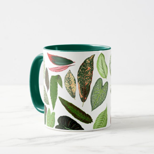 Caneca Folhas de vegetação botânica (Frente Esquerda)