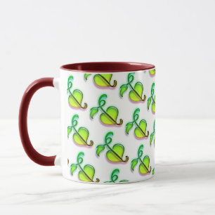 Caneca - folhas do verde com destaques vermelhos