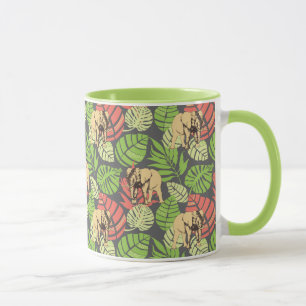 Caneca Folhas e elefantes exóticos da selva