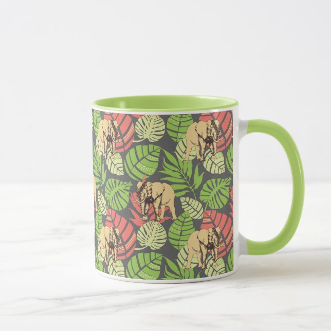 Caneca Folhas e elefantes exóticos da selva (Direita)