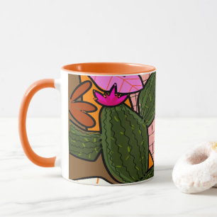 Caneca Folhas e flores tropicais abstratas