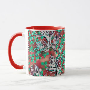 Caneca Folhas e plantas - design de padrão moderno