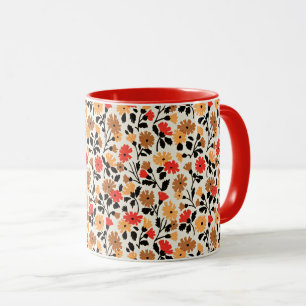 Caneca Folhas finais do padrão floral Art