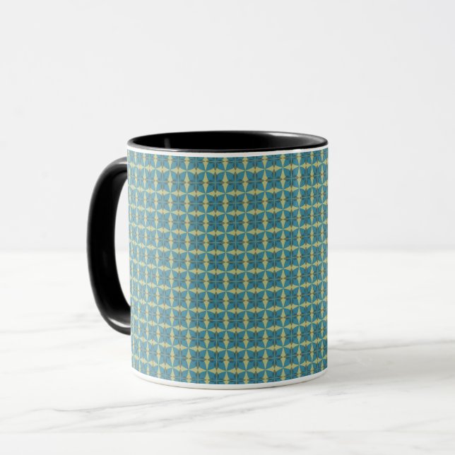 Caneca Folhas simples em azul (Frente Esquerda)
