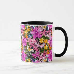 Caneca Folhas tropicais e flores