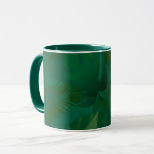 Caneca Folhas Tropicais Místicas Exóticas da Selva Esmera