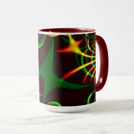 Caneca Folhas verdes e curvas amarelas coradas pelo fogo