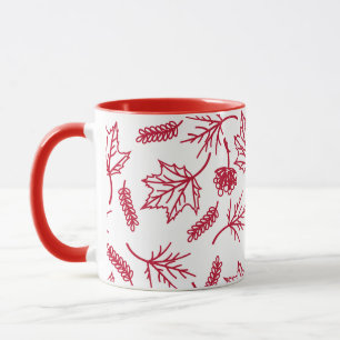 Caneca Folhas Vermelhas de Queda Descrevem Lâmpadas de Do