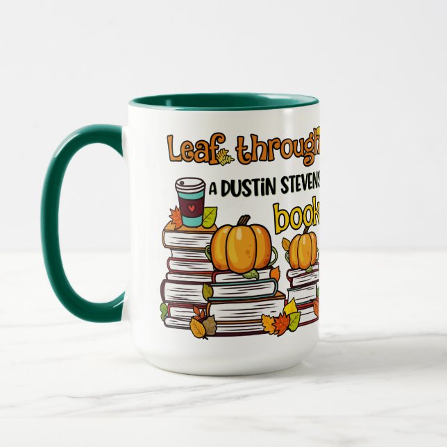 Caneca Folhear Através de Um Livro de Dustin Stevens (Esquerda)