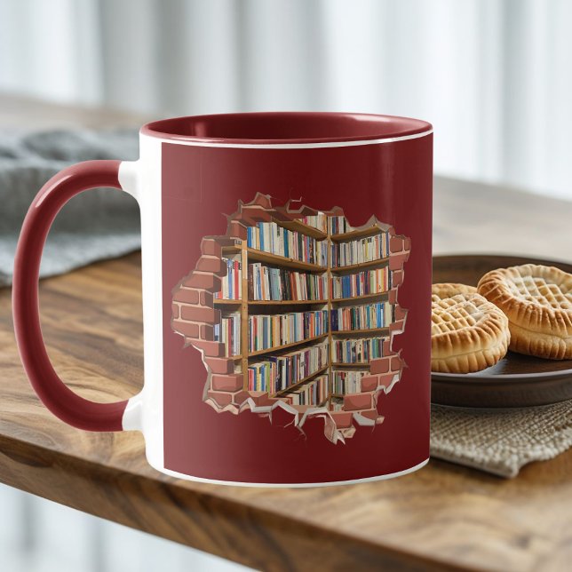 Caneca Folheto de Livraria de Parede Quebrada Personaliza (Criador carregado)