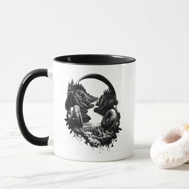 Caneca Fones de ouvido na Natureza - Sinta a Calma (Com Donut)