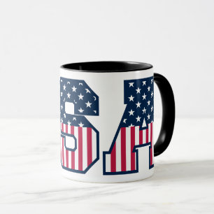 Caneca Fonte Faculdade EUA Vermelho Branco Azul Estrelas