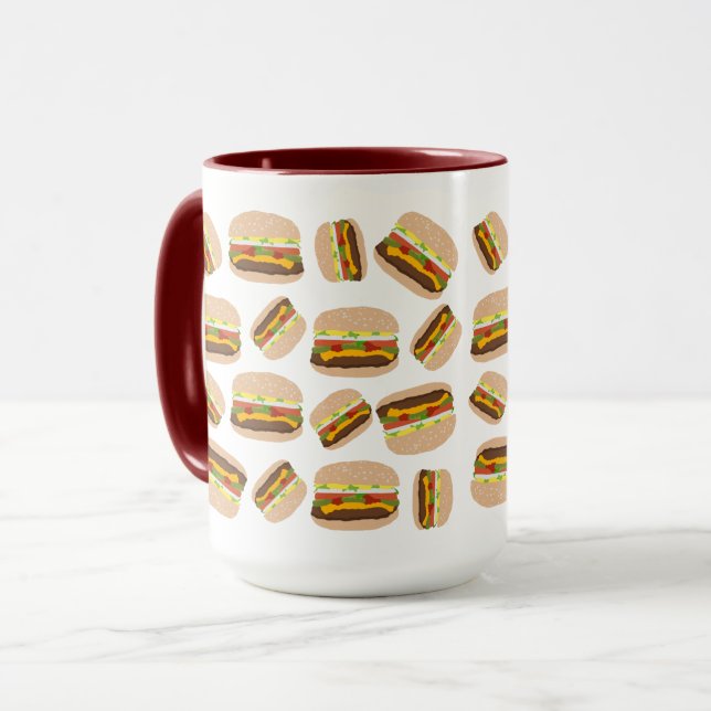 Caneca Foodie divertido de padrão de hambúrguer (Frente Esquerda)