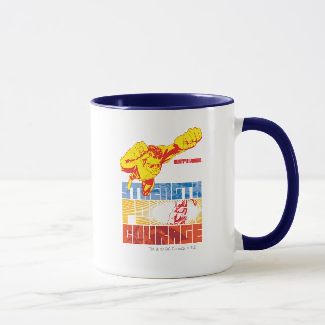 Caneca Força da Liga da Justiça. Energia. Coragem. Caráte (Direita)