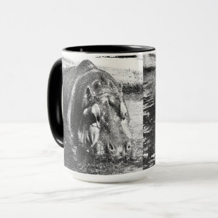 Caneca **"Força do Eterno: Preto Cinzento e Branco Hippo