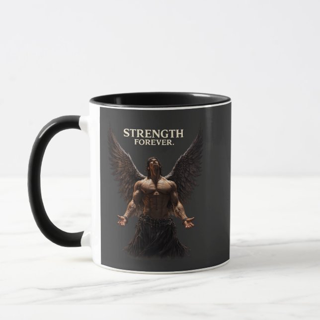 Caneca Força Para Sempre Desenho Anjo Negro – Motivaciona (Esquerda)