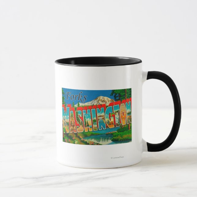 Caneca Forks, Washington - Cenas com Letras Grandes (Direita)