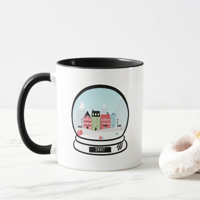 Caneca Fôrma de café gelado na neve de inverno (Com Donut)
