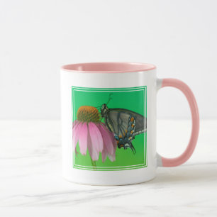Caneca Forma preta da borboleta Rabo de Andorinha Amarela