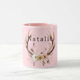 Caneca Formadores de cervo, cor-de-rosa, personalizados