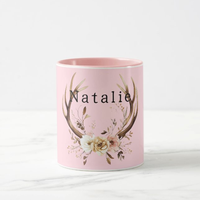 Caneca Formadores de cervo, cor-de-rosa, personalizados (Centro)