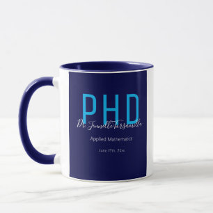 Caneca Formando Azul Nome Grau PhD