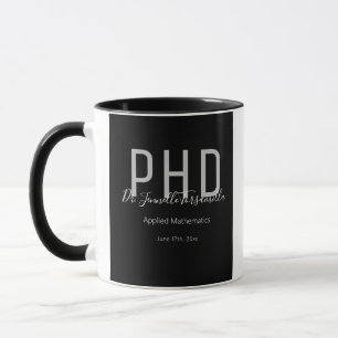 Caneca Formando Preto Nome Grau PhD Mug