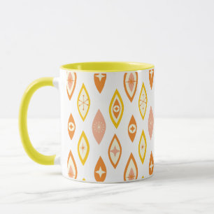 Caneca Formas Atômicas Moderno de Meados do Século Laranj