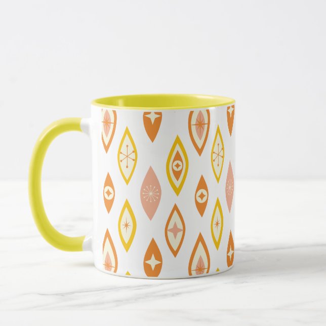 Caneca Formas Atômicas Moderno de Meados do Século Laranj (Esquerda)