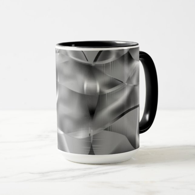 Caneca Formas de cinza curvas, com tons luminosos (Frente Esquerda)