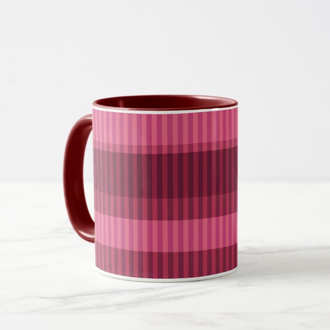 Caneca Formas de corais vermelhos com striping vertical (Frente Esquerda)