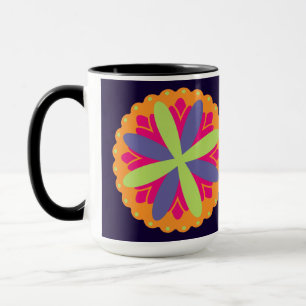 Caneca Formas Florais Laranja Vibrante