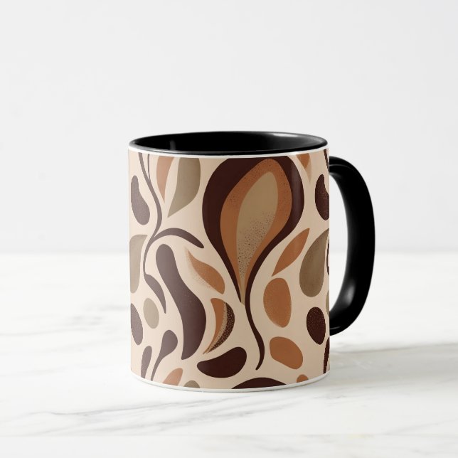 Caneca Formas Fluidas Terrosas – Estilo Abstrato M (Frente Esquerda)