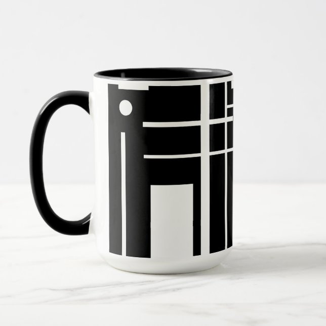 Caneca Formas Geométricas Brancas Na Mug De Café Preto (Esquerda)
