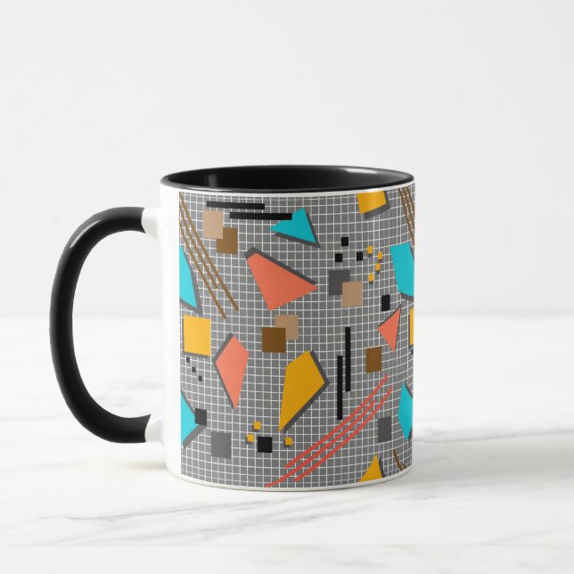Caneca Formas geométricas memphis abstratas remendos retr (Esquerda)