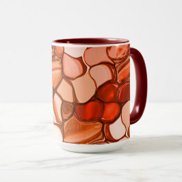 Caneca Formas irregulares como sementes, tons de coral e