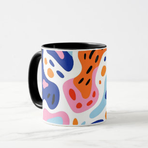 Caneca Formas Orgânicas Abstratas Multicoloridas e Rabisc